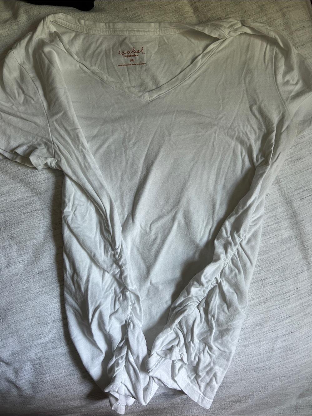 White Maternity V-Neck Short -Sleeve